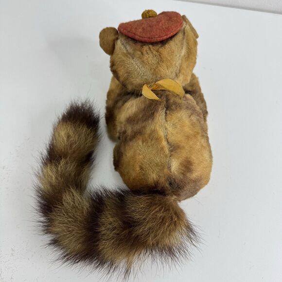 Vtg 1950s - 60s Stuffed Plush Mohair Raccoon Hand Sewn Ringed Tail Tanuki Japan - Picture 14 of 16